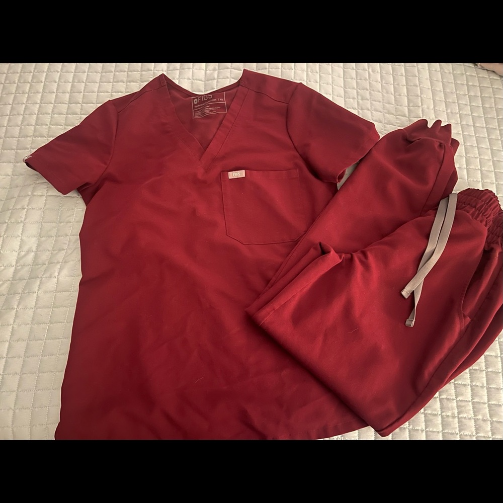 FIGS XS Burgundy set